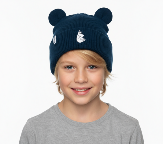 Winter Hat With Ears for Kids - Navy