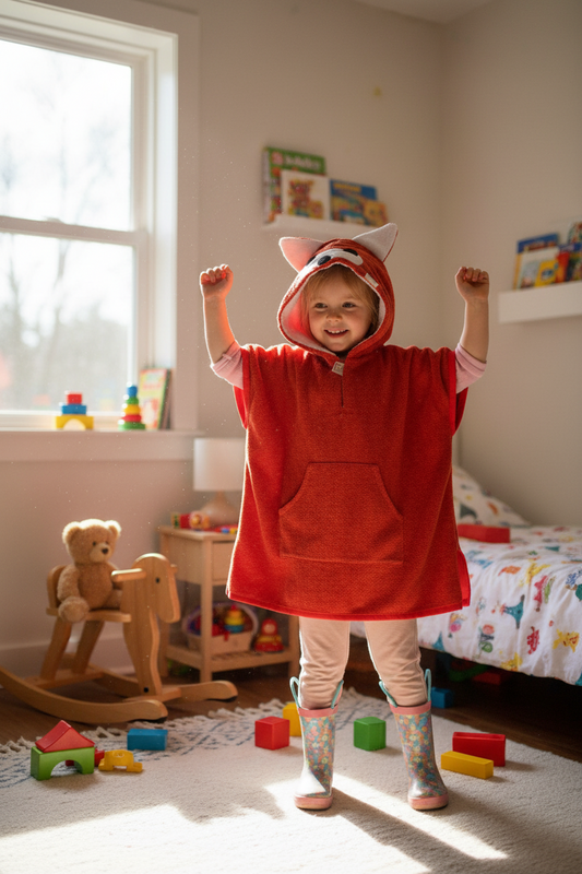 Short-Sleeve Poncho FOX - For KIDS (Size 122-150)