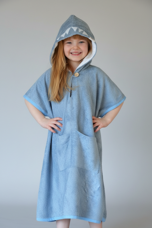 Short-Sleeve Poncho SHARK - For KIDS (Size 122-150)