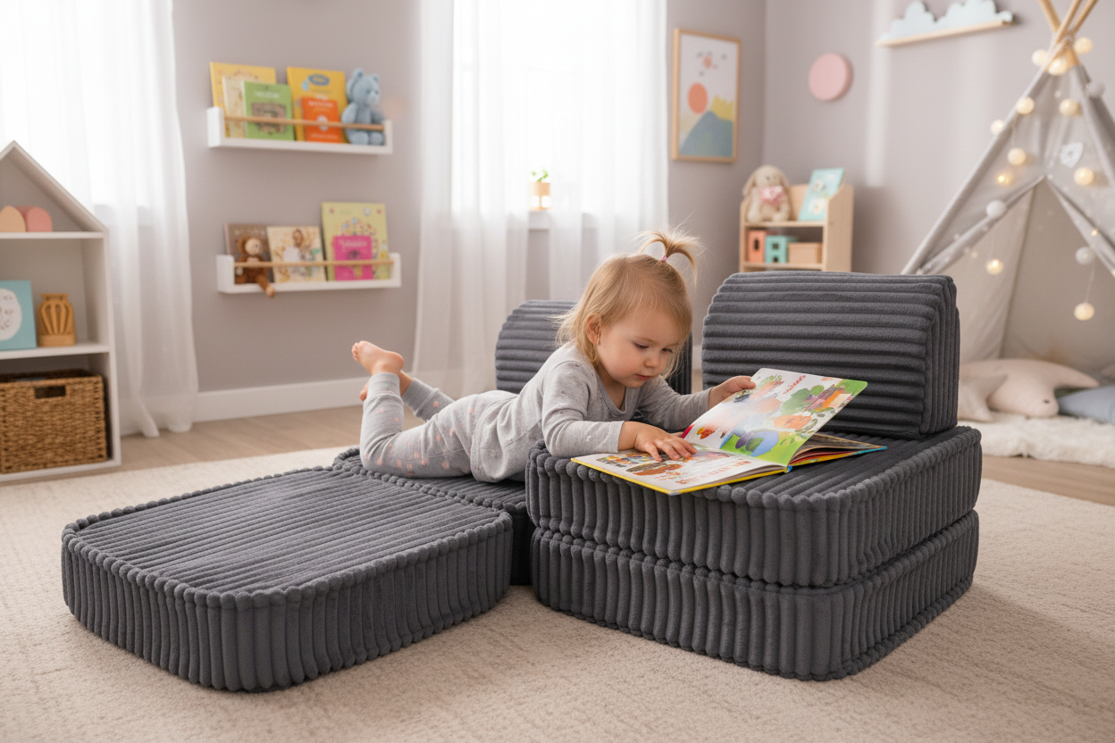 Small Modular Sofa for Kids - Churros Jurassic Grey