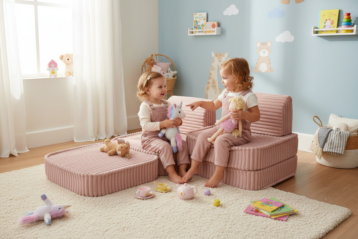 Small Modular Sofa for Kids - Churros Pink