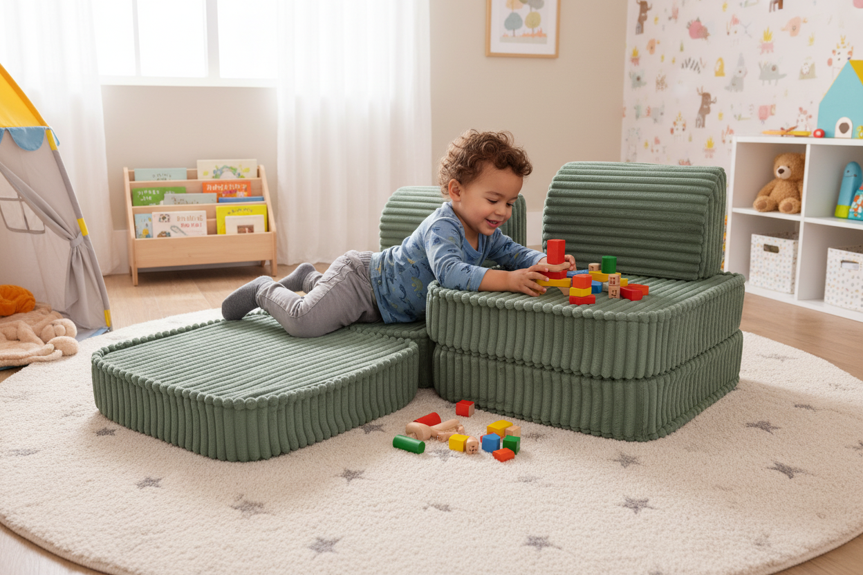 Small Modular Sofa for Kids - Churros Sage Green