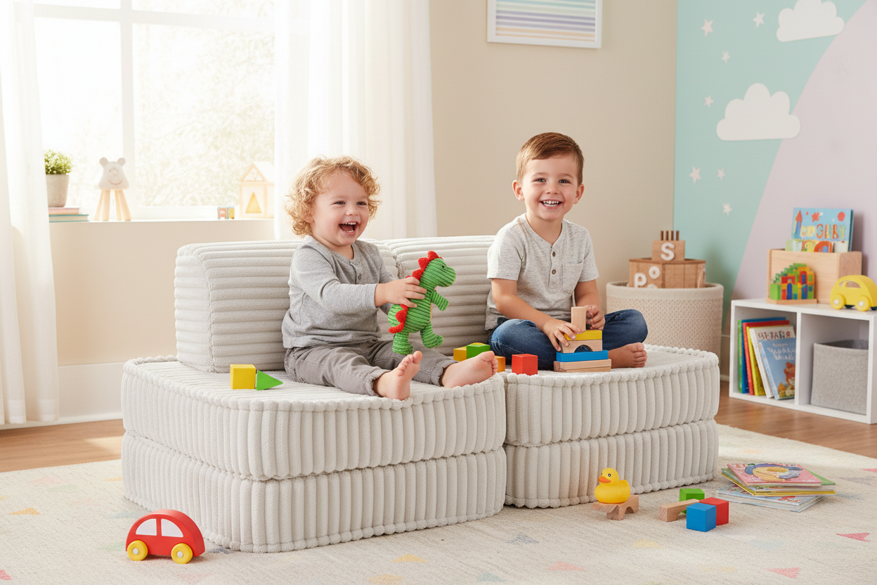 Small Modular Sofa for Kids - Churros White