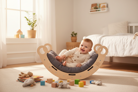 Snug Rocker voor Kinderen Met Grijze Kussen - MEDIUM