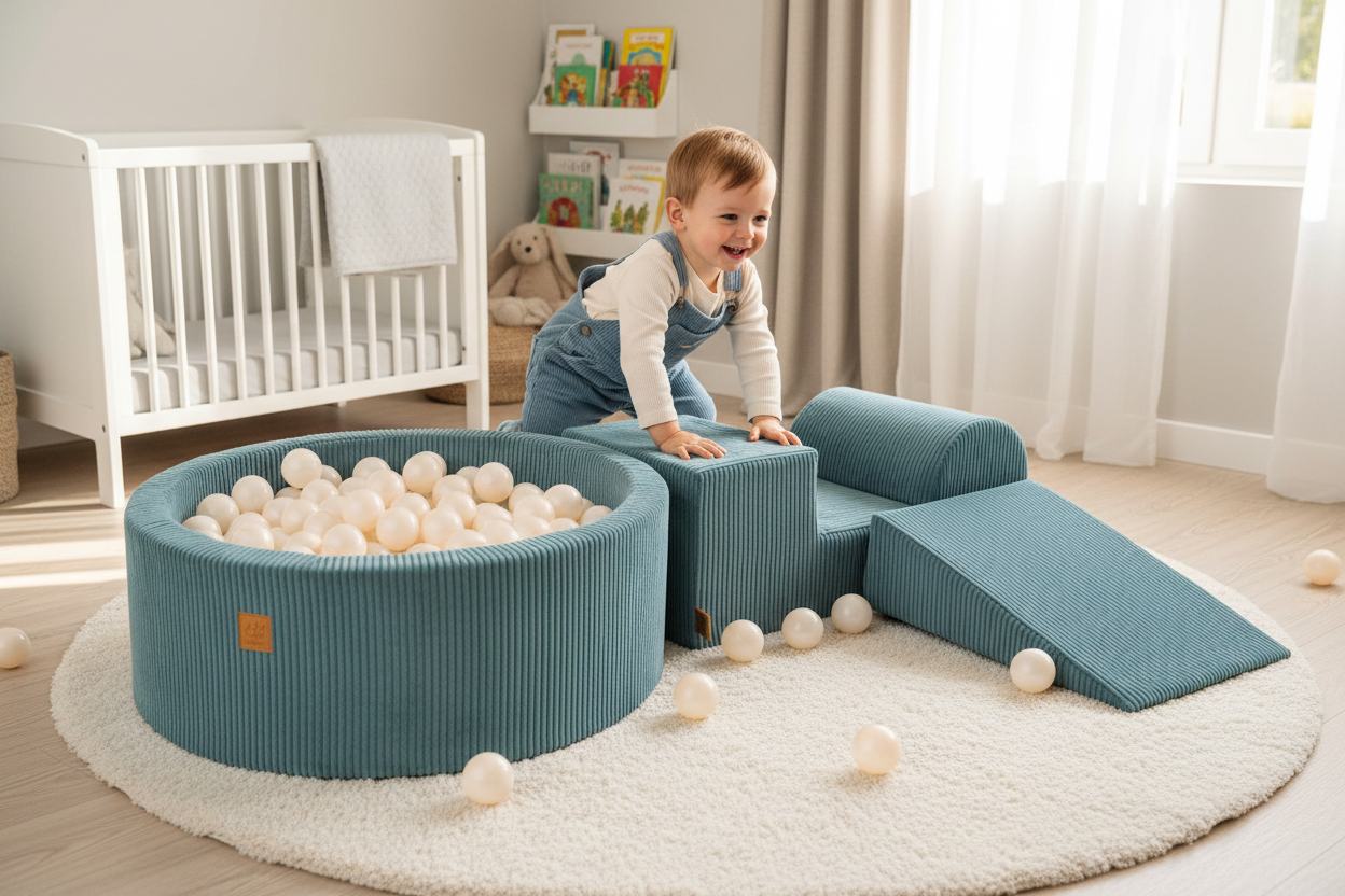 MeowBaby Playset with Ball Pit - Turquoise & White Pearl