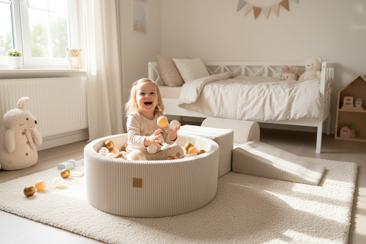 Playset with 200 Balls Pit - Ecru, White Pearl, Beige & Gold