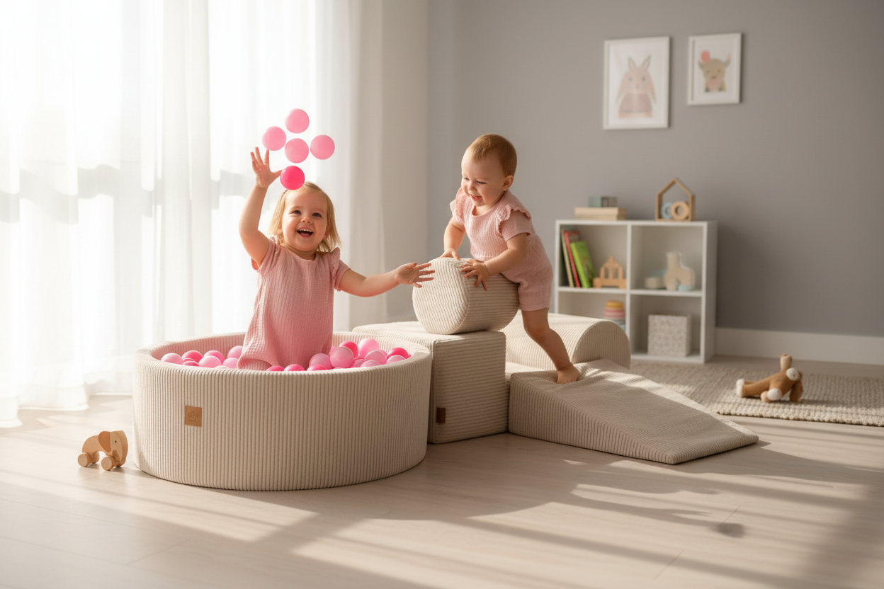 Playset with 200 Balls Pit - Ecru & Pink