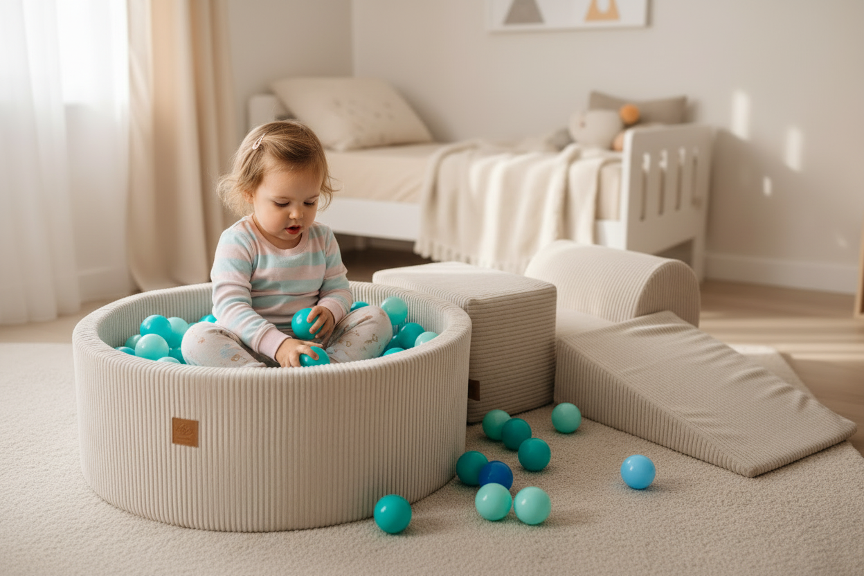 Playset with 200 Balls Pit - Ecru & Blue