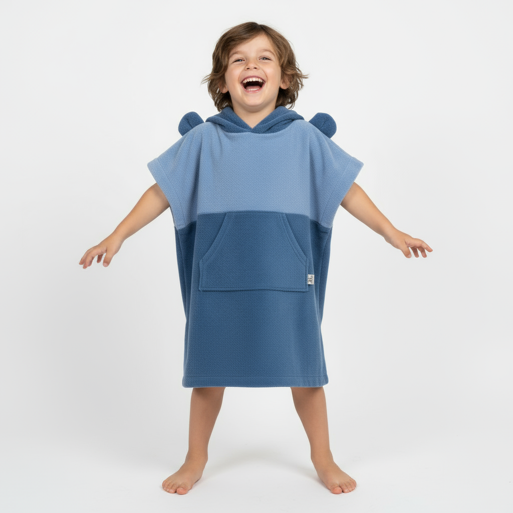 Surfbear Kids Bath Poncho - Blue