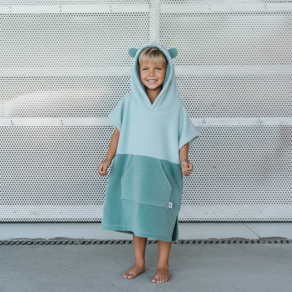 Surfbear Kids Bath Poncho - Green