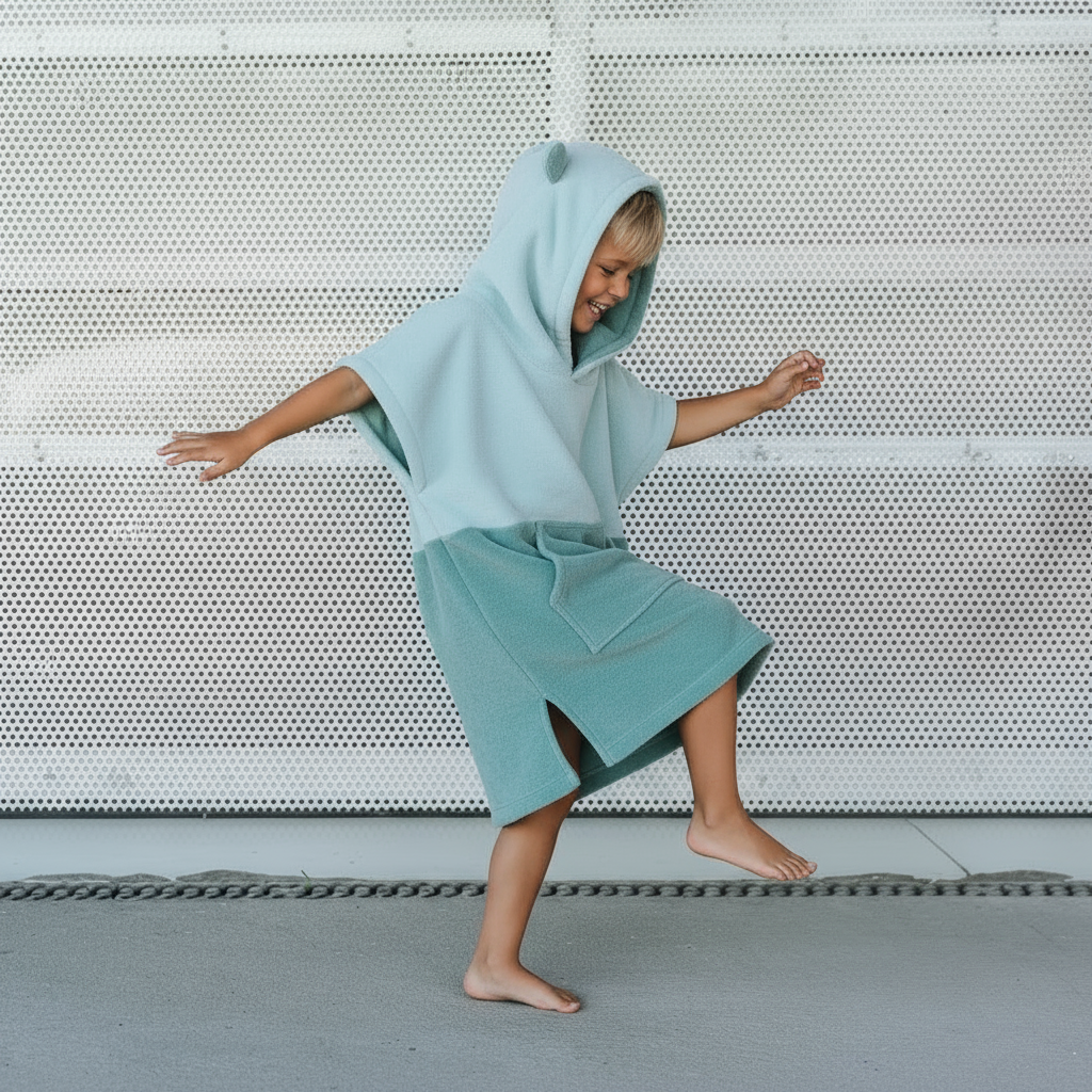 Surfbear Kids Bath Poncho - Green