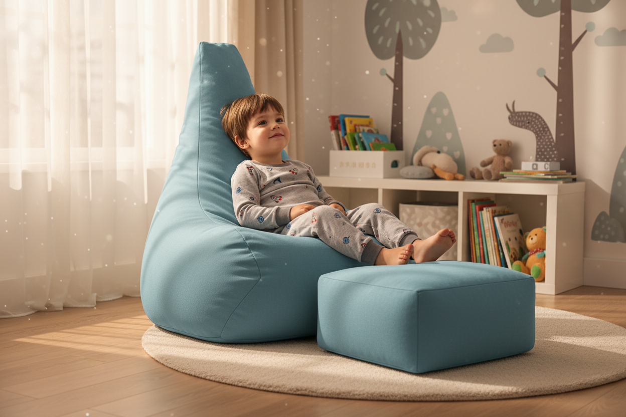 Bean Bag + Footrest for Little Loungers - Sky Blue