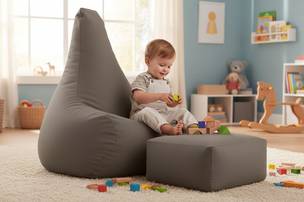 Bean Bag + Footrest for Little Loungers - Taupe