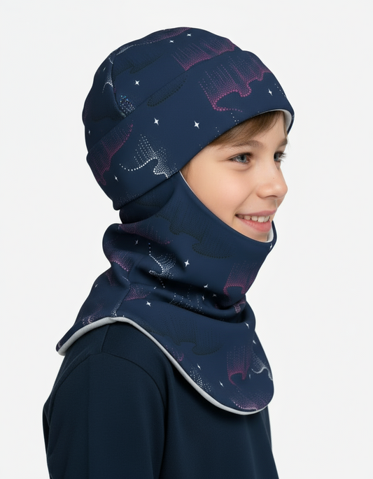 Thermal Fleece Balaclava For Kids FRODE - Northern Lights