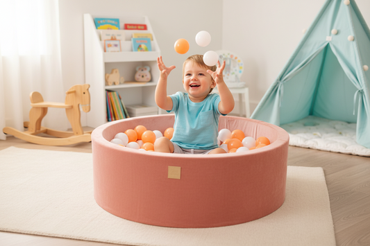 Ball Pit With 200 White/orange Balls - Apricot Velvet